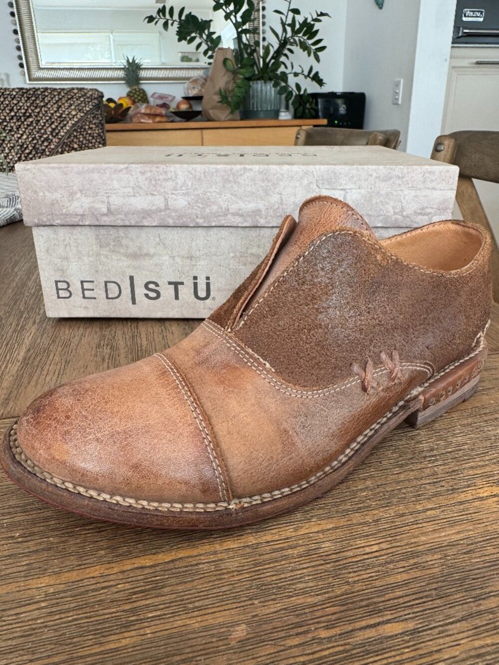 BEDSTU Rose Tan Rustic Mason Oxford Shoes.  Size 6.5